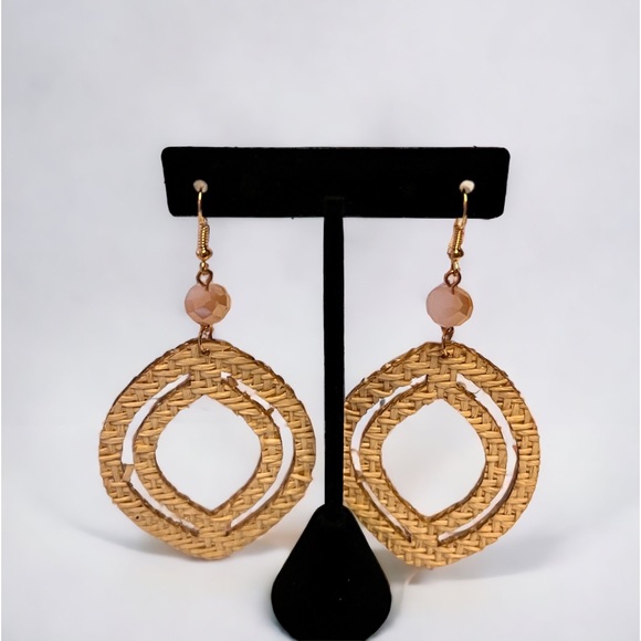 SALE! Afrocentric Women Wooden Teardrop Shaped Wood Dangle Earrings - Picture 3 of 7